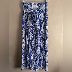 Elegant Blue and White Wide Leg pants